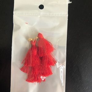 Red tassel earrings